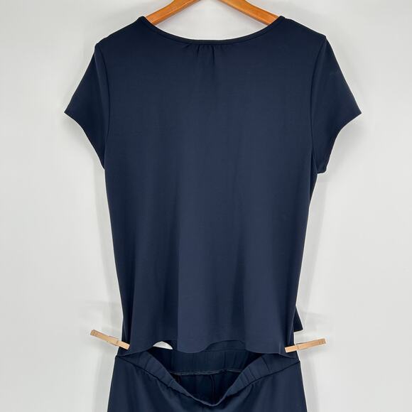 CABI Genius Jumpsuit Womens Medium Navy Blue Casual Coastal Nautical Vacation - Picture 5 of 8